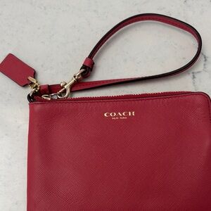 Coach Cherry Red Leather Wristlet
